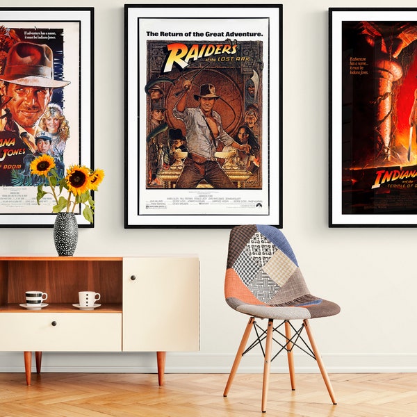 Indiana Jones Movie Posters, Vintage Printable Hi Res.  of 8 x Bundle Pack 300+ DPI, Good Quality Posters, Instant Download