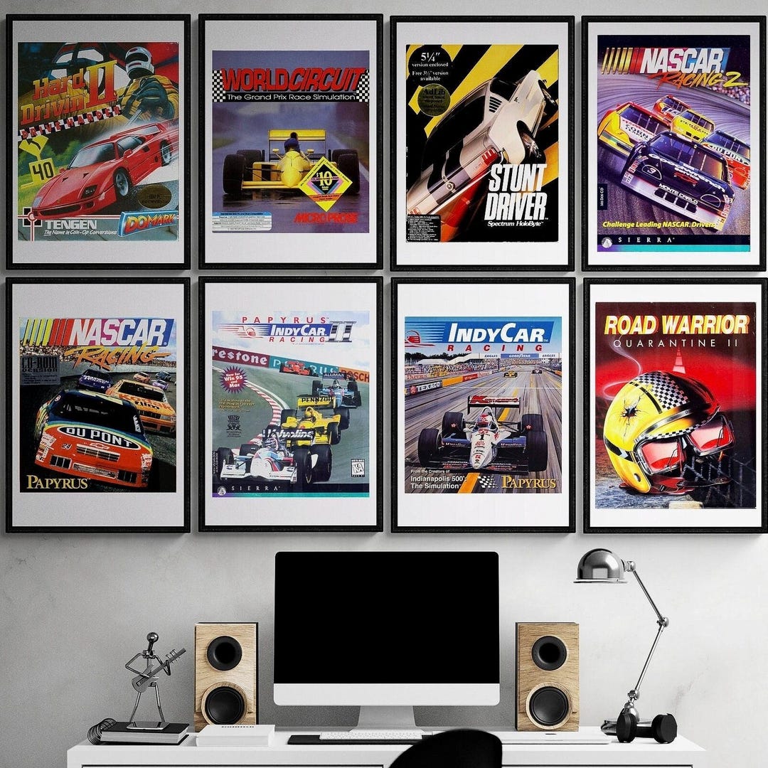 Rectangular Racing Posters Retro PC Racing Game Posters, Nascar, Indycar, Formula 1 - Posters ...