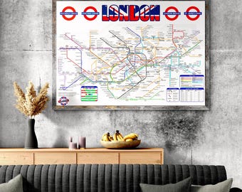 London U-Bahn Karte 2024: High-Res Eisenbahn Kunst (Sofortdownload)