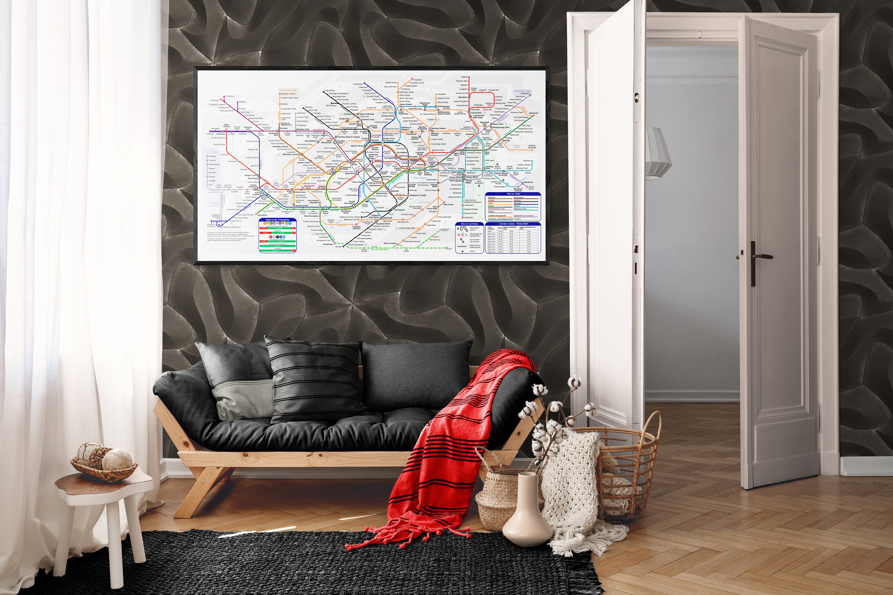 London Underground Tube Map 2024, London Railway, Super Hi