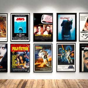 Iconic Movie Poster Wall Art Collection - Set of 10 Digital Prints - Classic Films, Vintage Posters, Home Theater Decor