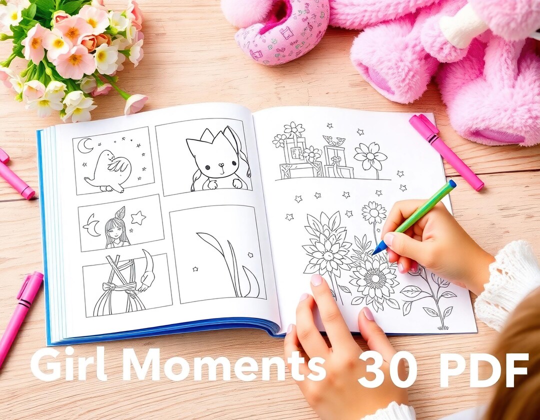 Girl Moments Coloring Book – 30 Fun and Relaxing Pages, PDF Instant ...