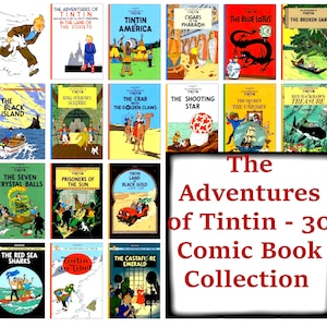 Vintage Kid Comic Book Collection, Tintin Adventures Complete Collection of 30 Comic in PDF, Digital Download