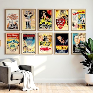 Vintage Movie Poster Set of 12 • 1930s Hollywood Classics • Digital Download • 300 DPI
