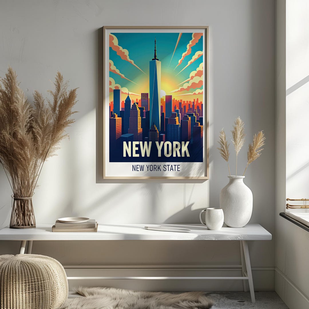 New York Travel Poster | NYC Skyline Wall Art | Manhattan Printable ...
