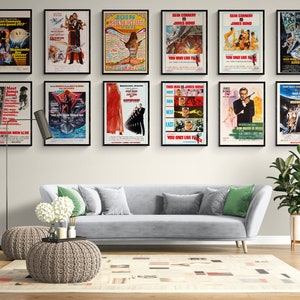 James Bond Vintage Movie Posters Pack, Movie Wall, High Quality, High Res. Instant Download