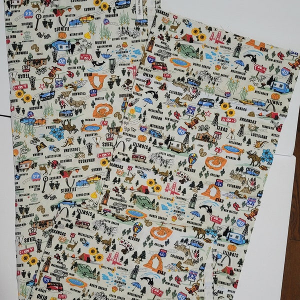 50 STATES Quilt Fabric