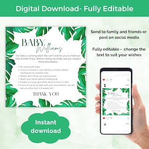 Feuilles tropicales, Règles nouveau-né, Règles nouveau-né, Règles concernant les visites bébé, Règles nouveau bébé, Arrivée imminente de bébé, Modèle numérique