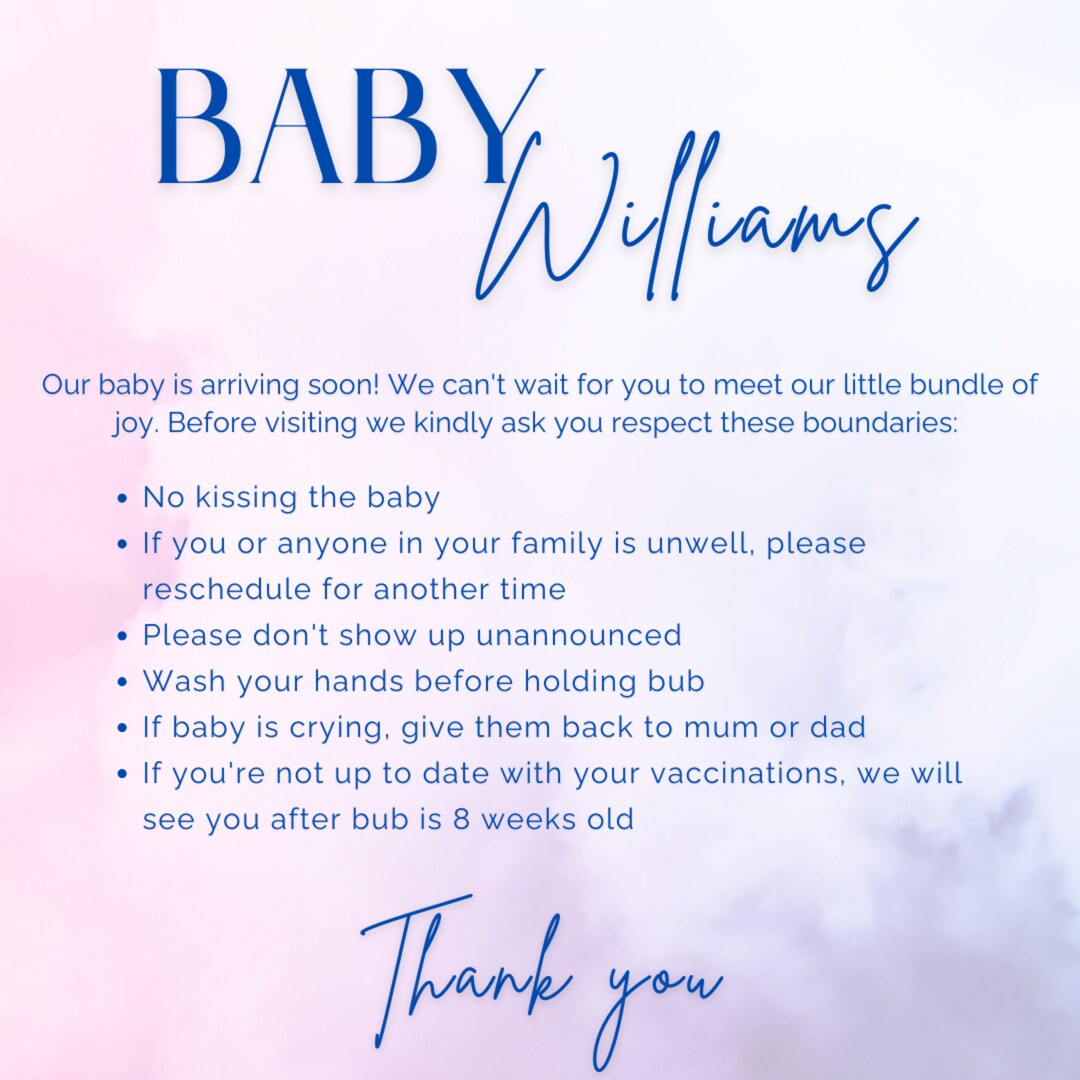 Newborn Rules.pdf Newborn Baby Rules Template, Purple & Blue Watercolor, No Vax No Visit ...