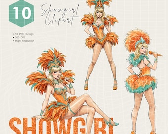 Showgirl Clipart-paket: Vintage Cabaret PNG (digital nedladdning)