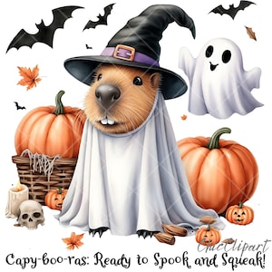 Halloween  Capybara PNG Clipart | Capybara Halloween Ghost PNG | Halloween Animal Sublimation | Spooky & Cute Digital Art