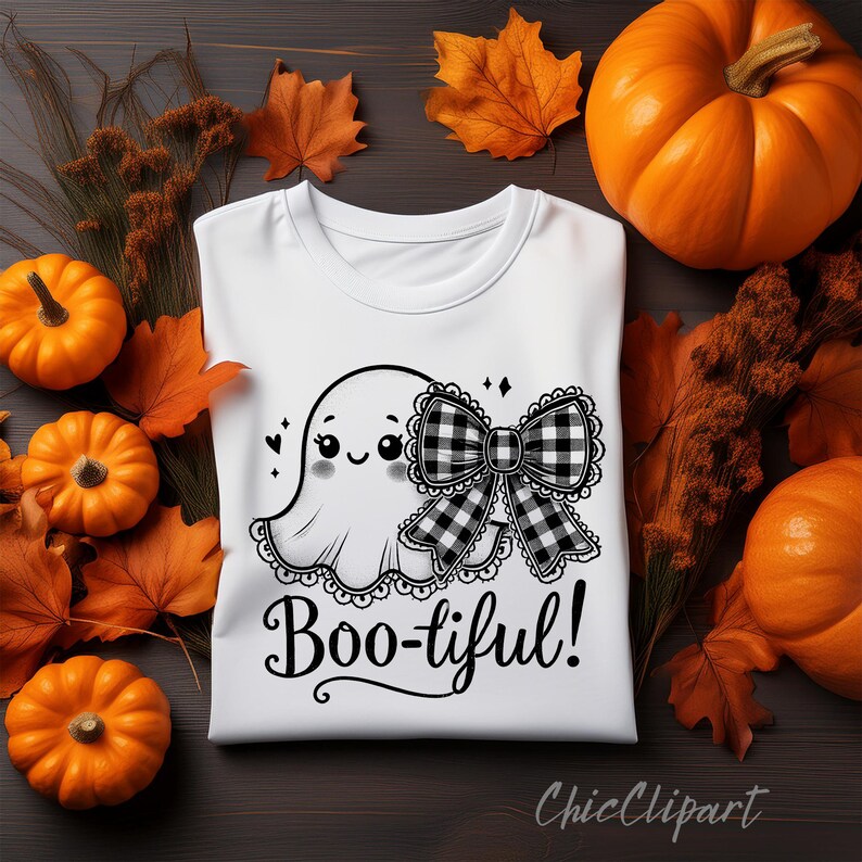 Halloween Cute Ghost With Coquette Bow PNG Cute and Spooky Digital ...