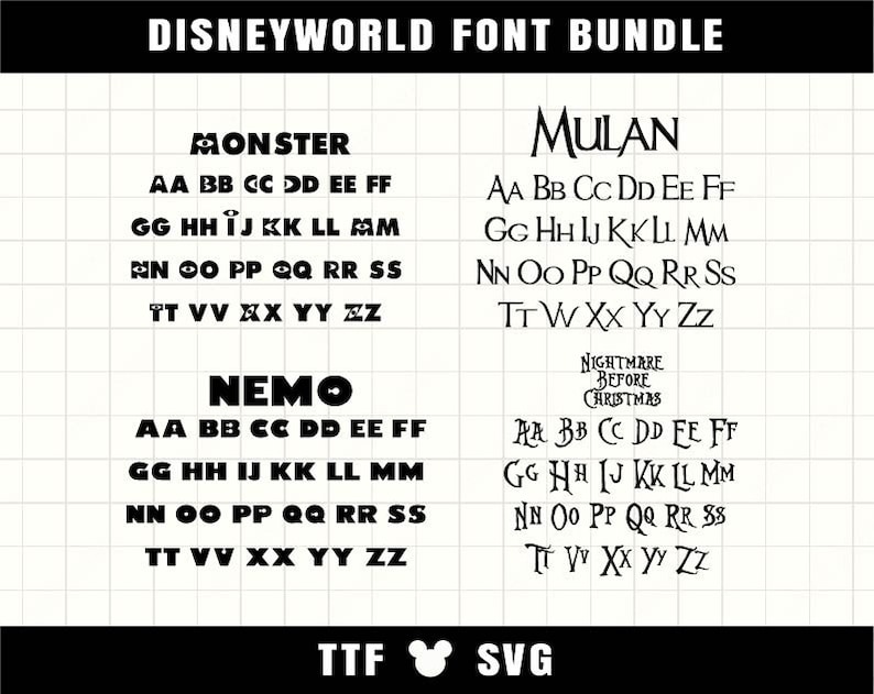 Cartoon Font Bundle 23 font SVG TTF Font For Cricut Silhouette Cutting Crafting Canva Font Download Digital File Commercial use Font Bundle image 6