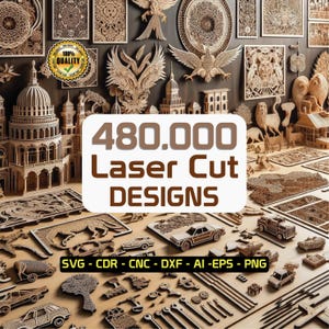 480,000+ Laser Cut Files Mega Bundle 3D & 2D, Engraving Patterns, Fiber, CO2, CNC, Waterjet, Wood, Metal Cutting Pack, Svg Dxf Eps Png Cdr