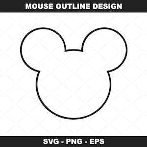 Topolino contorno testa in formato SVG, download digitale, testa di mouse Clipart, testa di mouse PNG, SVG, EPS, DXF