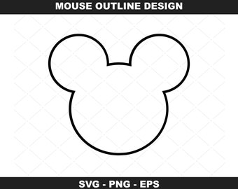 Mickey Head Outline svg, Digital Download, Clipart mouse head, Mouse Head png, svg, eps,dxf