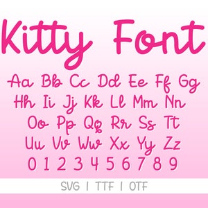 Kittie-lettertype TTF, Kittie-lettertype svg, Kittie letters SVG-bestand voor cricut, kat lettertype svg, kinderlettertypen svg, baby lettertype svg, lettertype svg Cricut