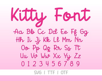 Kittie font TTF, Kittie Font svg, Kittie letters SVG file for cricut, Cat Font svg, Kids Fonts svg, Baby font svg,  font svg Cricut