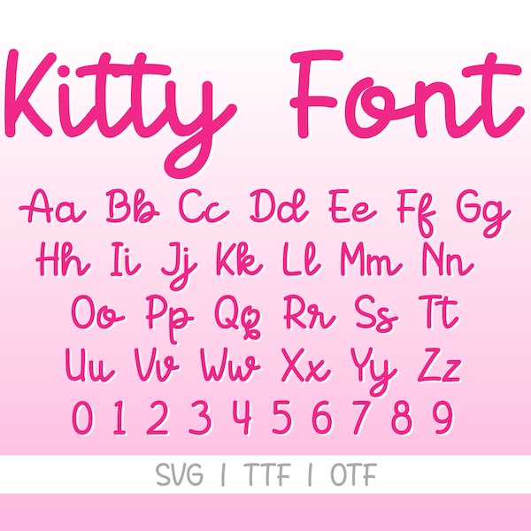 Kittie font TTF, Kittie Font svg, Kittie letters SVG file for cricut, Cat Font svg, Kids Fonts svg, Baby font svg,  font svg Cricut