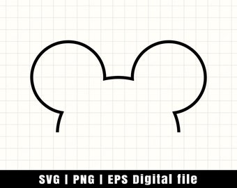 Half Mickey Silhouette - SVG, DXF PNG, Jpeg -Instant Zip File Download - Digital & Printable - Mickey Ears Silhouette - Happiest Place