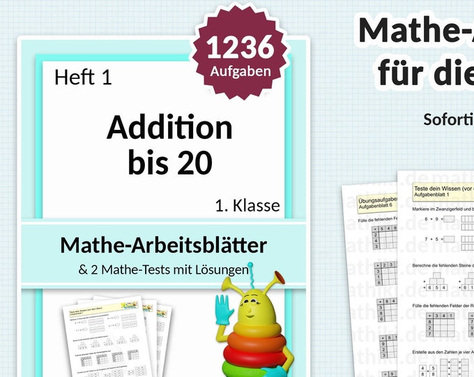 Mathe Übungsaufgaben Mathe Lernmaterial, 8 PDF Seiten Addition und