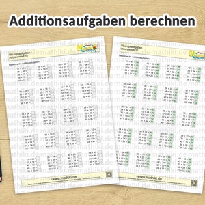 2nd Grade Math Worksheets and Interactive PDFs with Instructions and Solutions including math test Addition up to 100 1236 tasks image 6