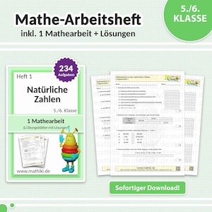Math Worksheets for Grades 5 and 6 | Natural Numbers | With Instructions, Math Workbook & Solutions | 234 Problems | Interactive PDFs