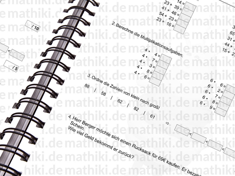 2nd grade math work and interactive PDFs with exercise sheets and solution Instructions for exercises Mixed tasks up to 100 371 tasks image 3