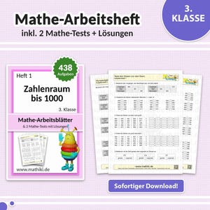 Math Worksheets for Grade 3 | Numbers up to 1000 | With instructions, tests, and solutions | 438 exercises | Interactive PDFs
