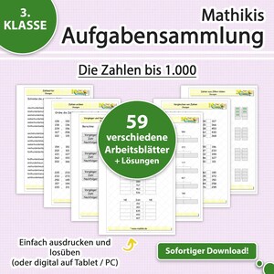 Mathe Übungen 3. Klasse | Die Zahlen bis 1.000 | Aufgabensammlung PDF für Tablet & Druck