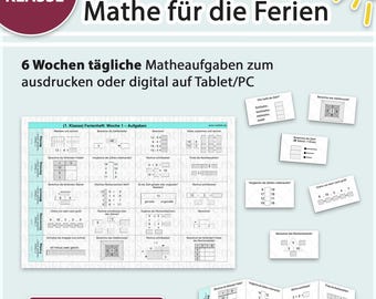 Cuaderno de actividades de matemáticas para las vacaciones de verano (1.er grado) | Práctica lúdica durante las vacaciones de verano | PDF para tableta e impresión