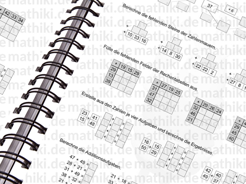 2nd Grade Math Worksheets and Interactive PDFs with Instructions and Solutions including math test Addition up to 100 1236 tasks image 3