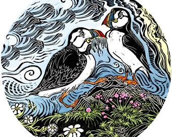 Puffins greetings card.