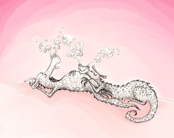 Relaxing Dragons greetings card.