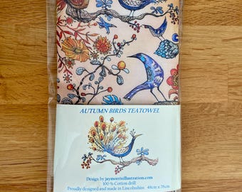 Autumn birds Tea Towel