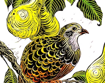 Partridge in a pear tree greetings card