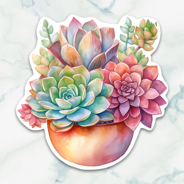 Succulent Die Cut Sticker, Sun Catcher Sticker, Water Bottle Sticker, Laptop Sticker, Botanical Sticker, Succulent Sticker, Shiny Sticker