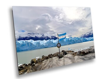 Patagonia Glacier Print: Los Glaciares National Park, Argentina Blue & White Flag
