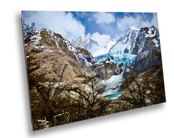 Mt Fitz Roy Patagonia Glacier Print: Los Glaciares National Park Art - Blue Hue