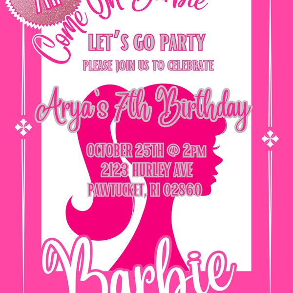 Barbie Themed Birthday Invite - Customizable for other occasions - engagement party - bridal shower