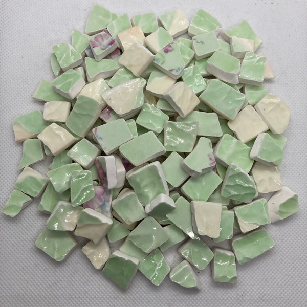 Pastel Green Little Bits Tumbled China