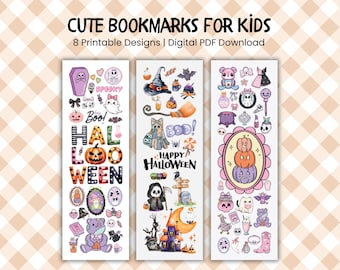 Halloween Bookmarks for Kids – 8 Fun Printable Designs | Friendly Halloween Party Favors | Digital PDF