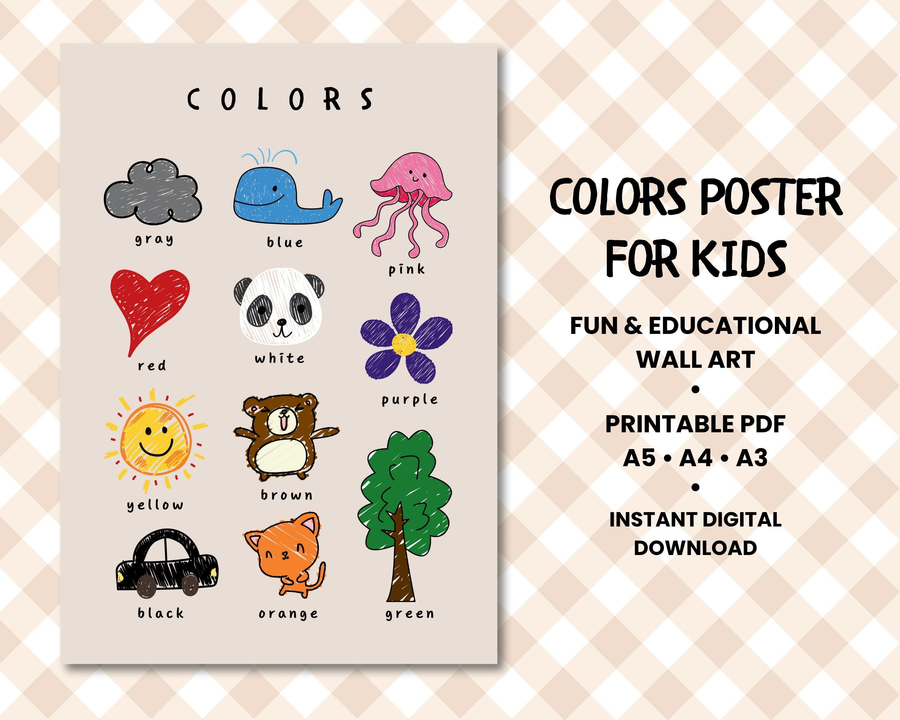 Colors Poster for Kids – Printable Educational Wall Art – A5, A4, A3
