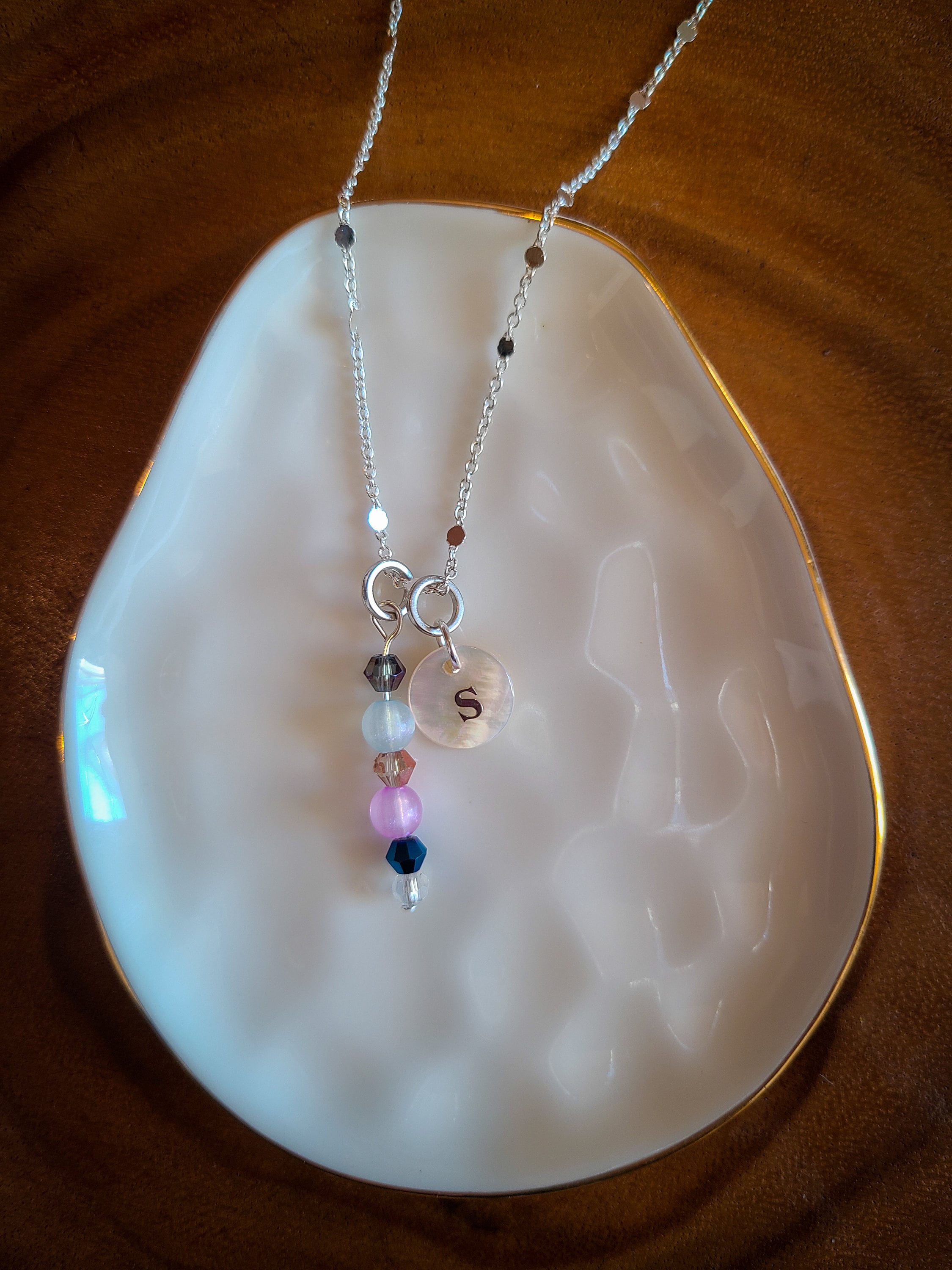 Custom Initial Pendant Necklace Confetti Chain Personalized Etsy