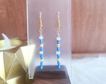 Dangle Drop Seed Beaded Earrings | Seed Bead Earrings | Geometric Beaded Boho Earrings | Handmade Seed Bead Earrings
