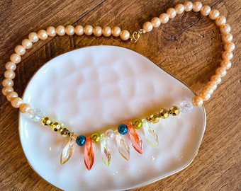 Collar con cuentas de declaración de cobre / Joyería única / Collar colorido con cuentas / Collar de perlas con cuentas / Joyería hecha a mano / Regalo para ella