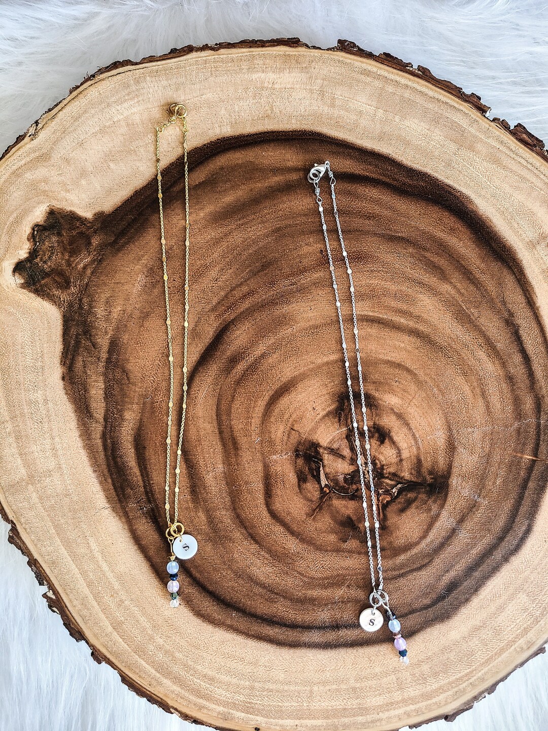 Custom Initial Pendant Necklace Confetti Chain Personalized Etsy