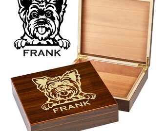 Custom Yorkshire Dog Box | Engraved Dog Memory Box | Personalized Dog Keepsake | Pet Memorial | Etched Pet Urn | Personalized Pet Gifts