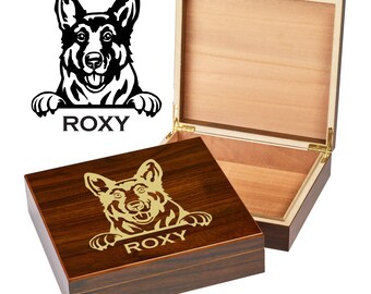 Custom German Shepherd Box | Engraved Dog Memory Box | Personalized Dog Keepsake | Pet Memorial | Etched Pet Urn | Personalized Pet Gifts