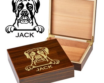 Custom Boxer Dog Box | Engraved Dog Memory Box | Personalized Dog Keepsake | Pet Memorial | Etched Pet Urn | Personalized Pet Gifts